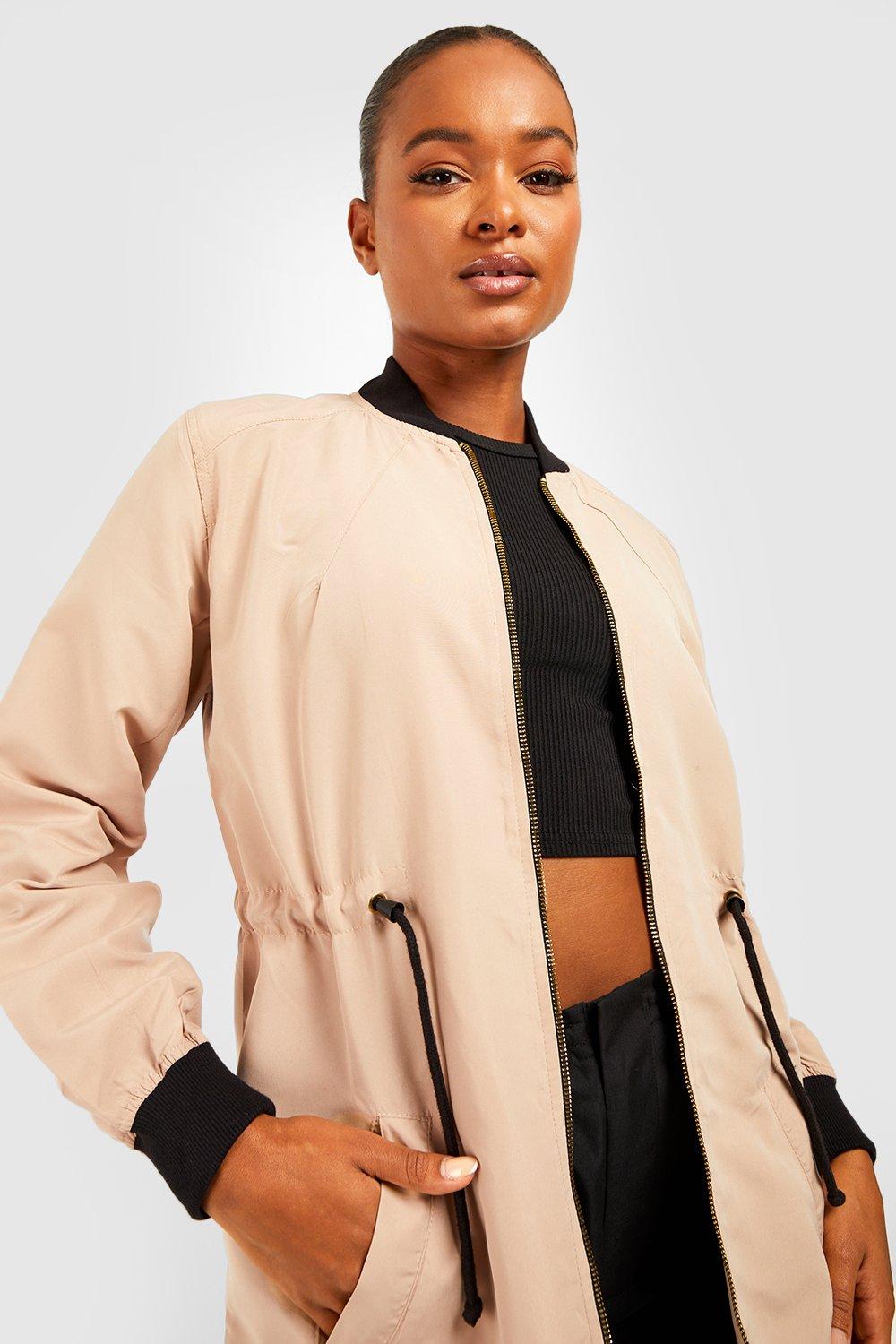 Tall Longline Synch Waist Bomber Jacket boohoo IE