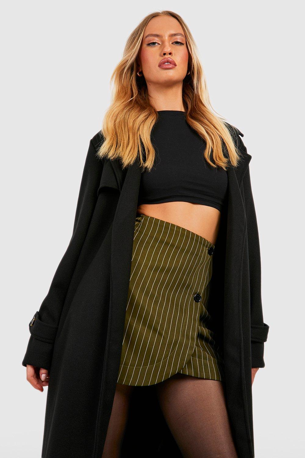 Boohoo belted wool look trench sales