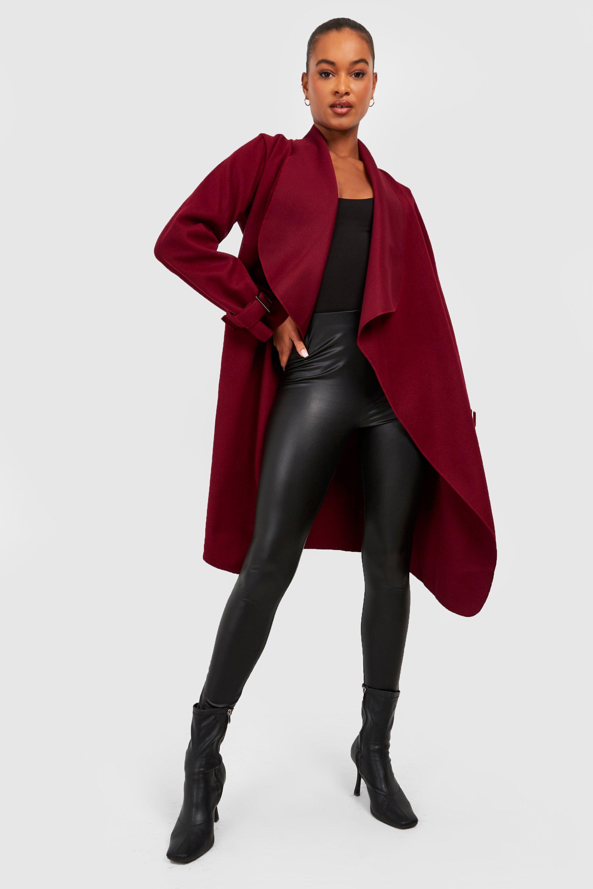 Burgundy shop waterfall coat