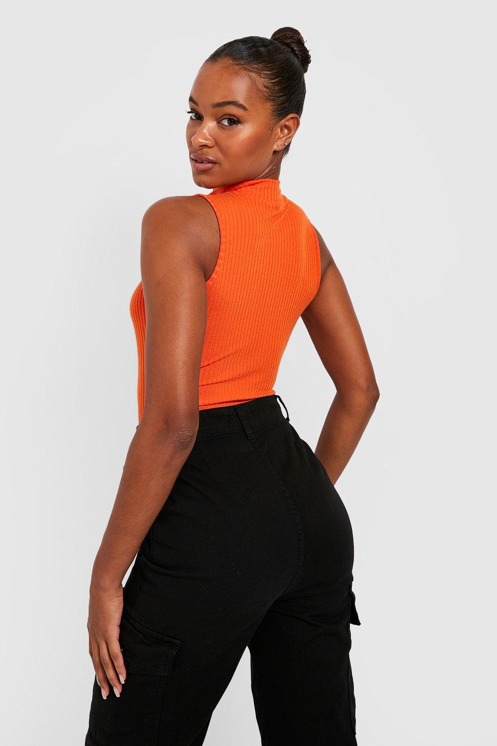 Tall Sleeveless Zip Front Knitted Rib Bodysuit | boohoo