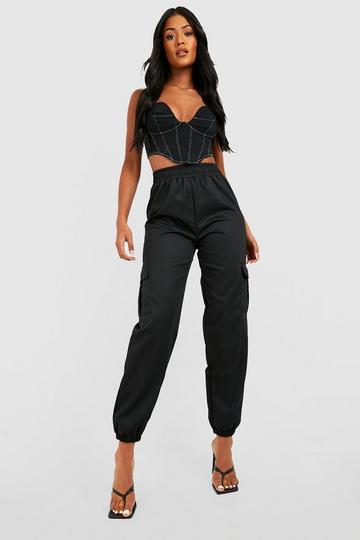 Tall High Waisted Cargo Pocket Joggers black