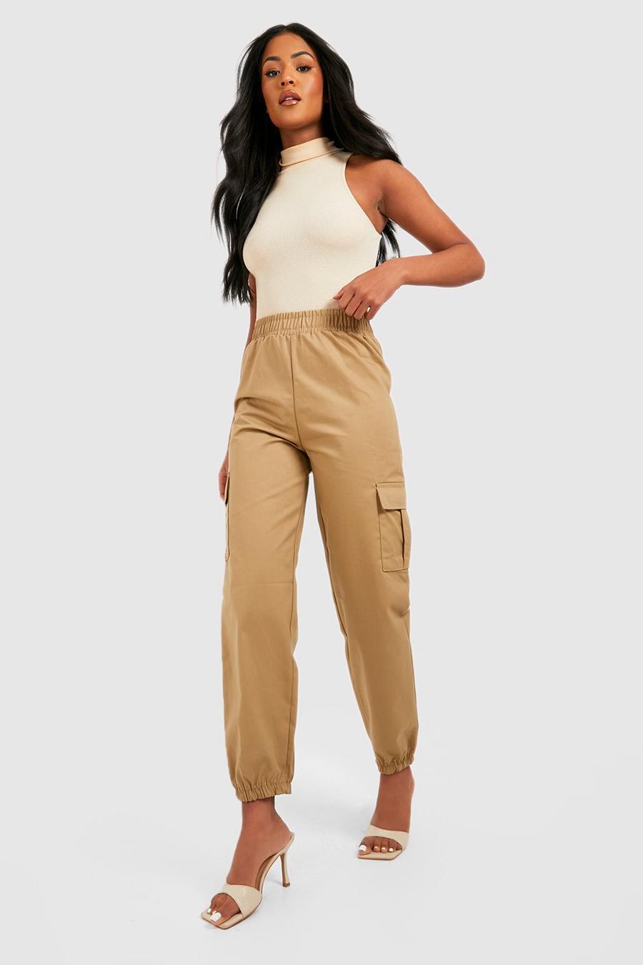 Stone beis Tall High Waisted Cargo Pocket Joggers image number 1