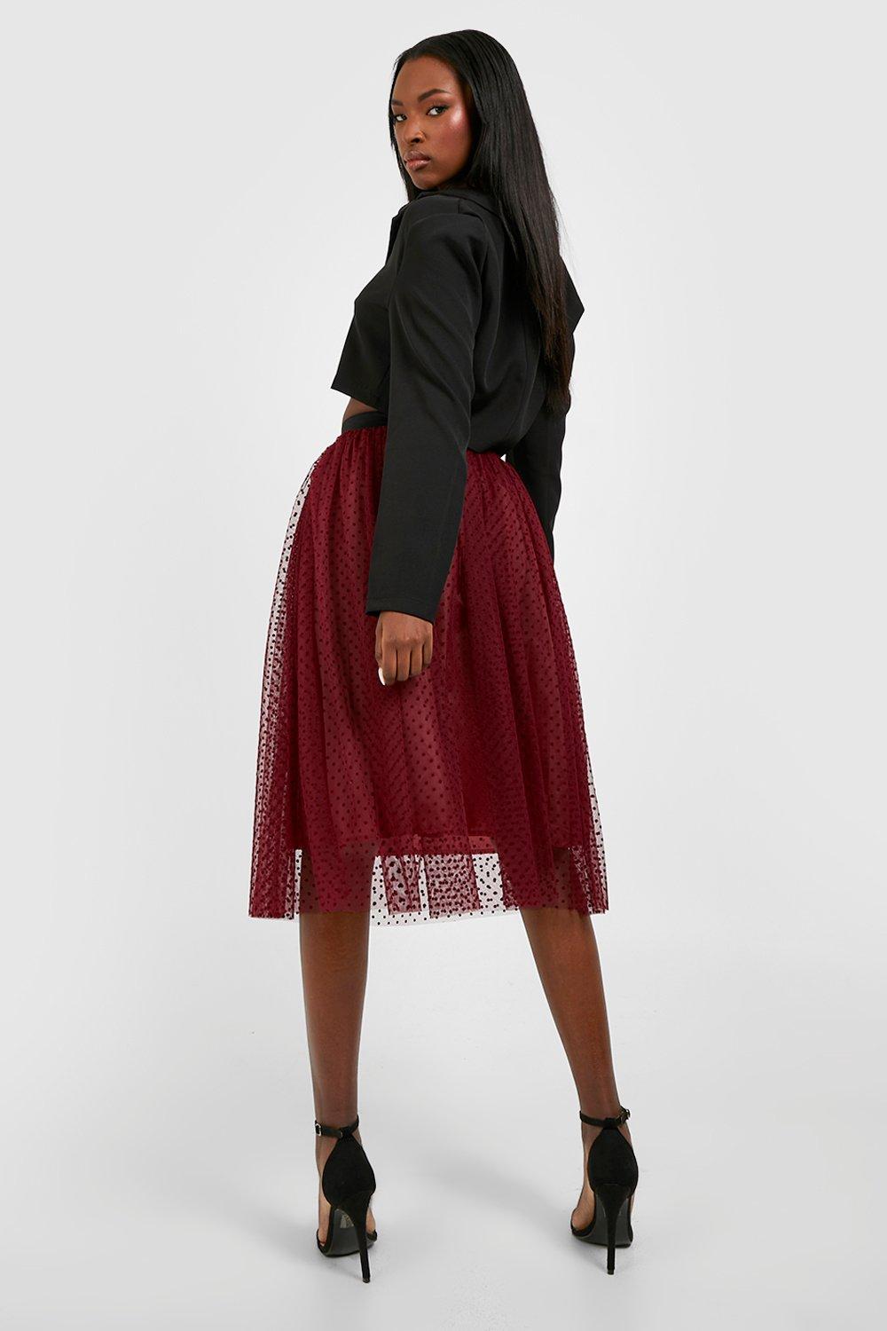 Dotted tulle midi on sale skirt