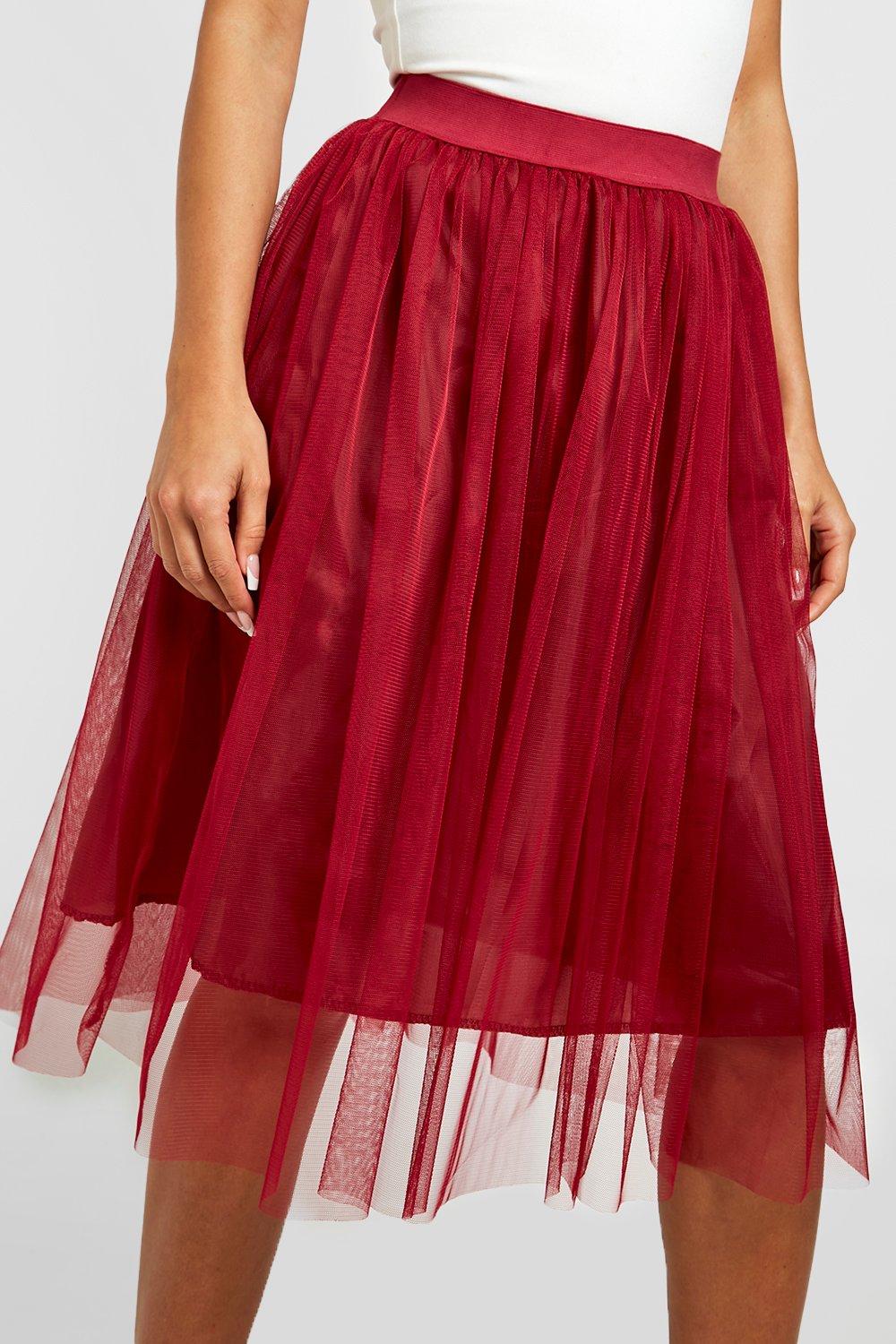 Layered tulle clearance midi skirt boohoo