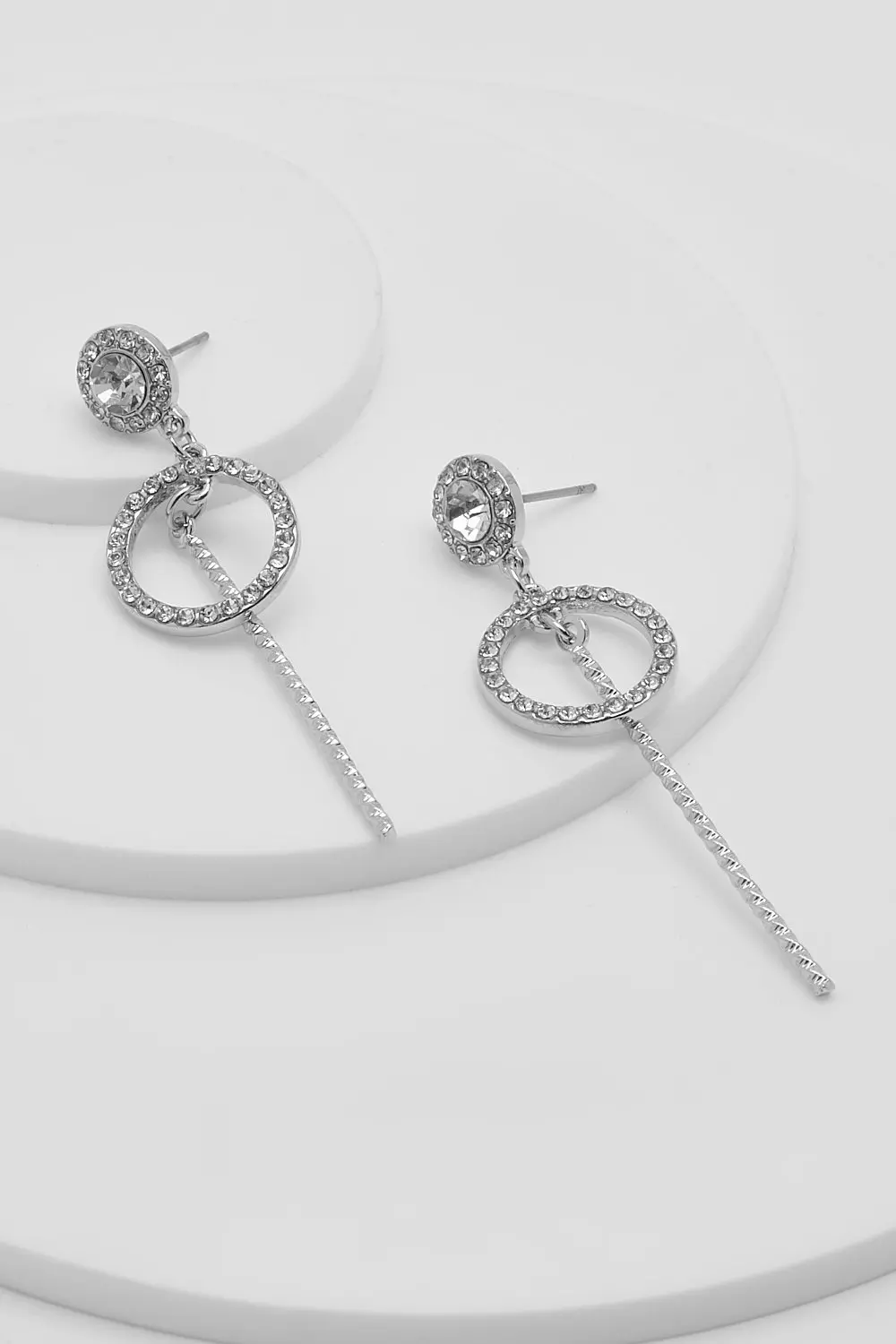 Silver Crystal Open Bar Drop Earring alternative image