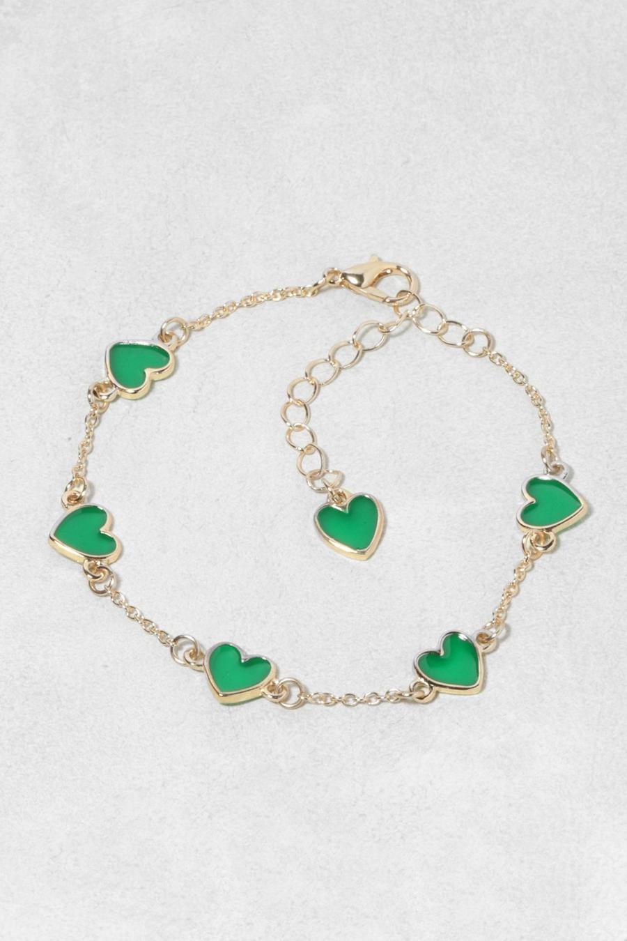 Green Enamel Scattered Heart Bracelet
