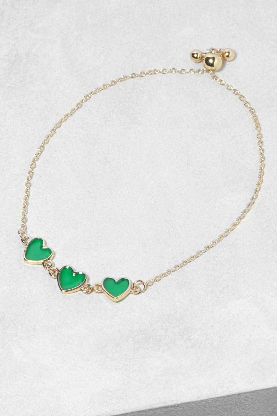 Green Enamel Heart Station Toggle Bracelet image number 1