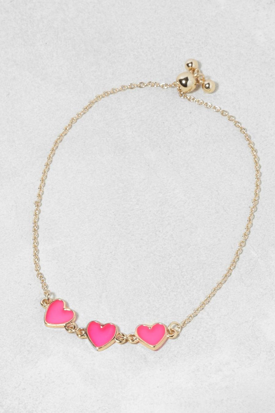 Pink Enamel Heart Station Toggle Bracelet image number 1