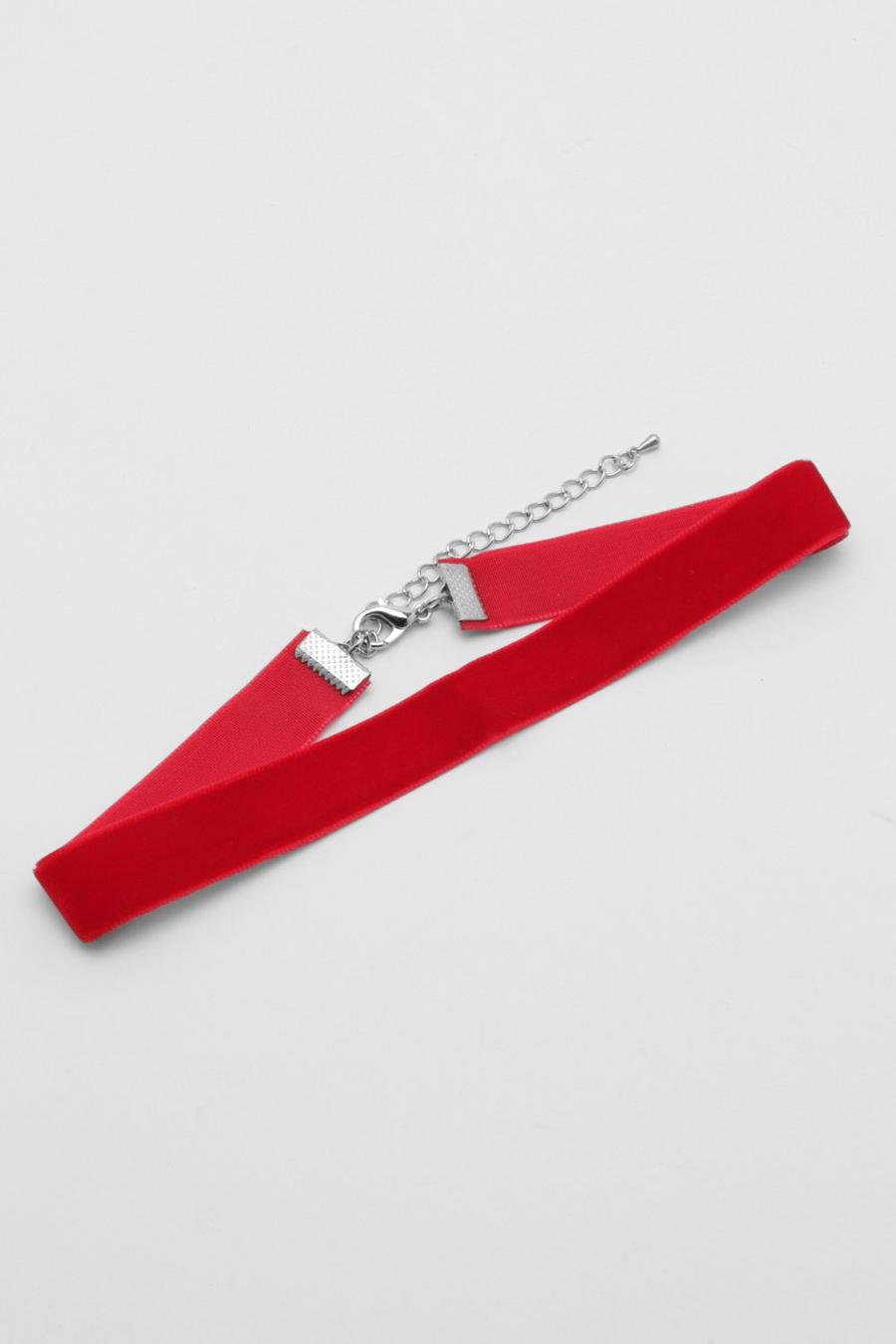Red Velvet Thin Choker Necklace image number 1