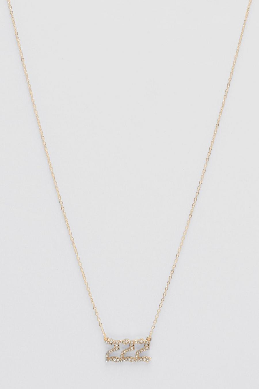 Gold métallique Angel Number '222' Crystal Necklace