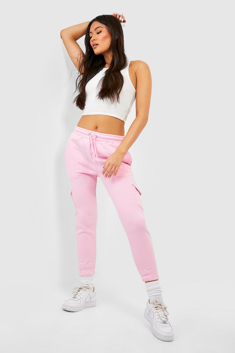 Pale pink rosa Basic Cargo Joggers 