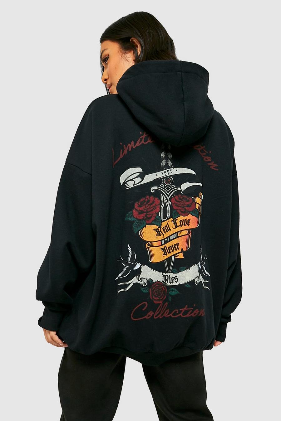 Black Limited Edition Graffiti Oversized Hoodie 1 image number 1