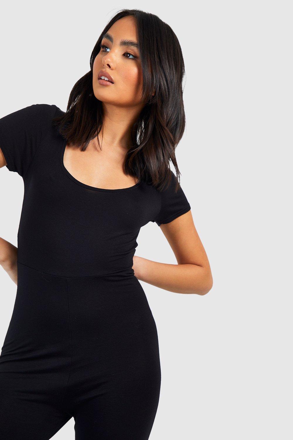 Basic Scoop Neck Cap Sleeve Unitard Jumpsuit | boohoo