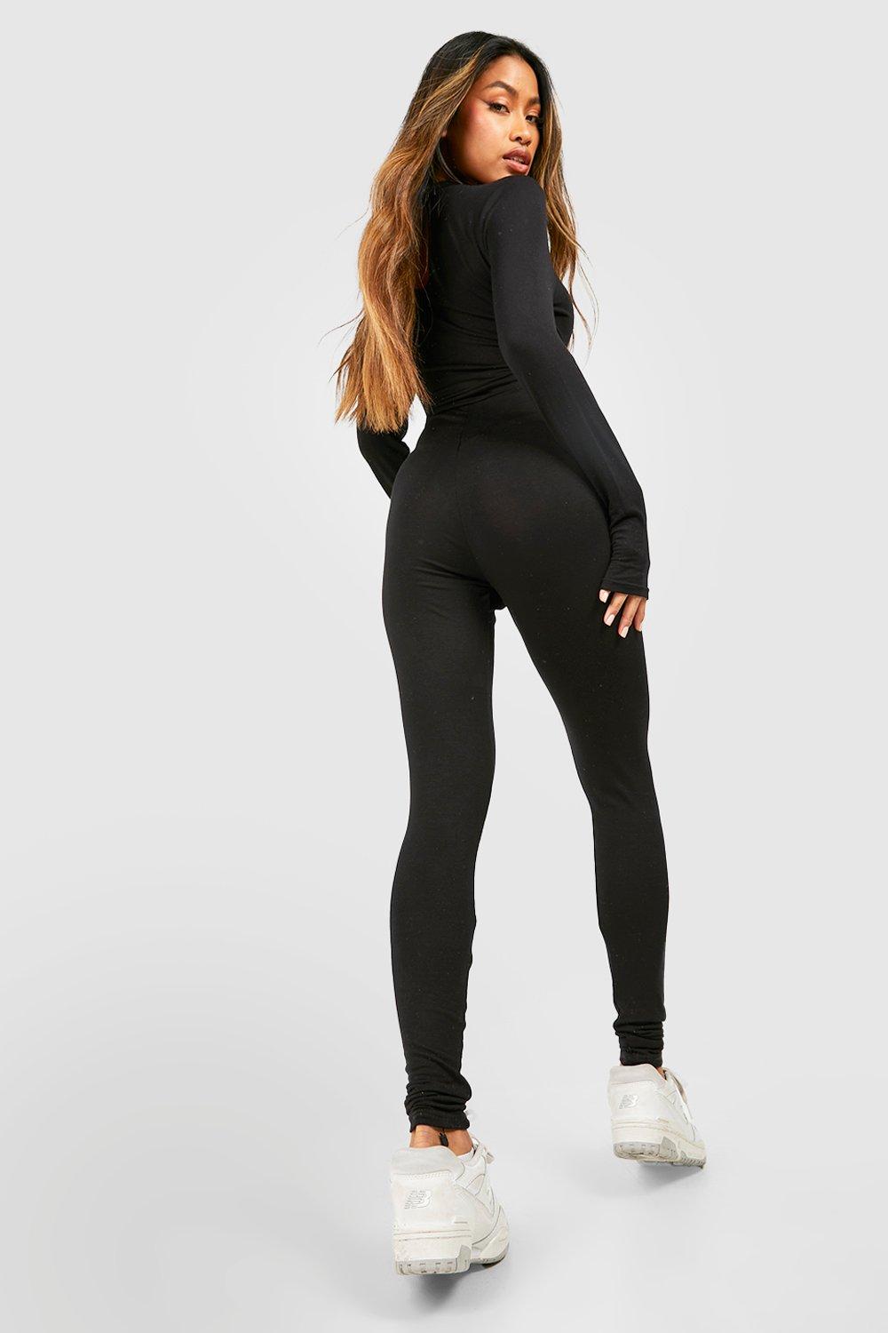 Women's Basic Roll Neck Long Sleeve Unitard Jumpsuit