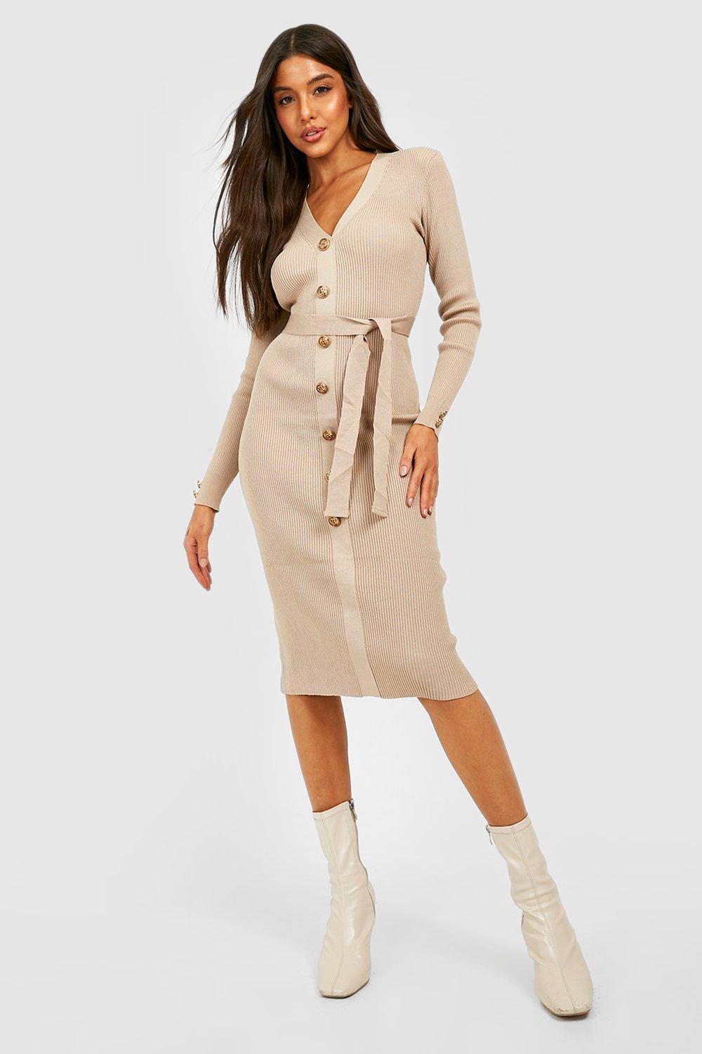 Boohoo button outlet through midi dress