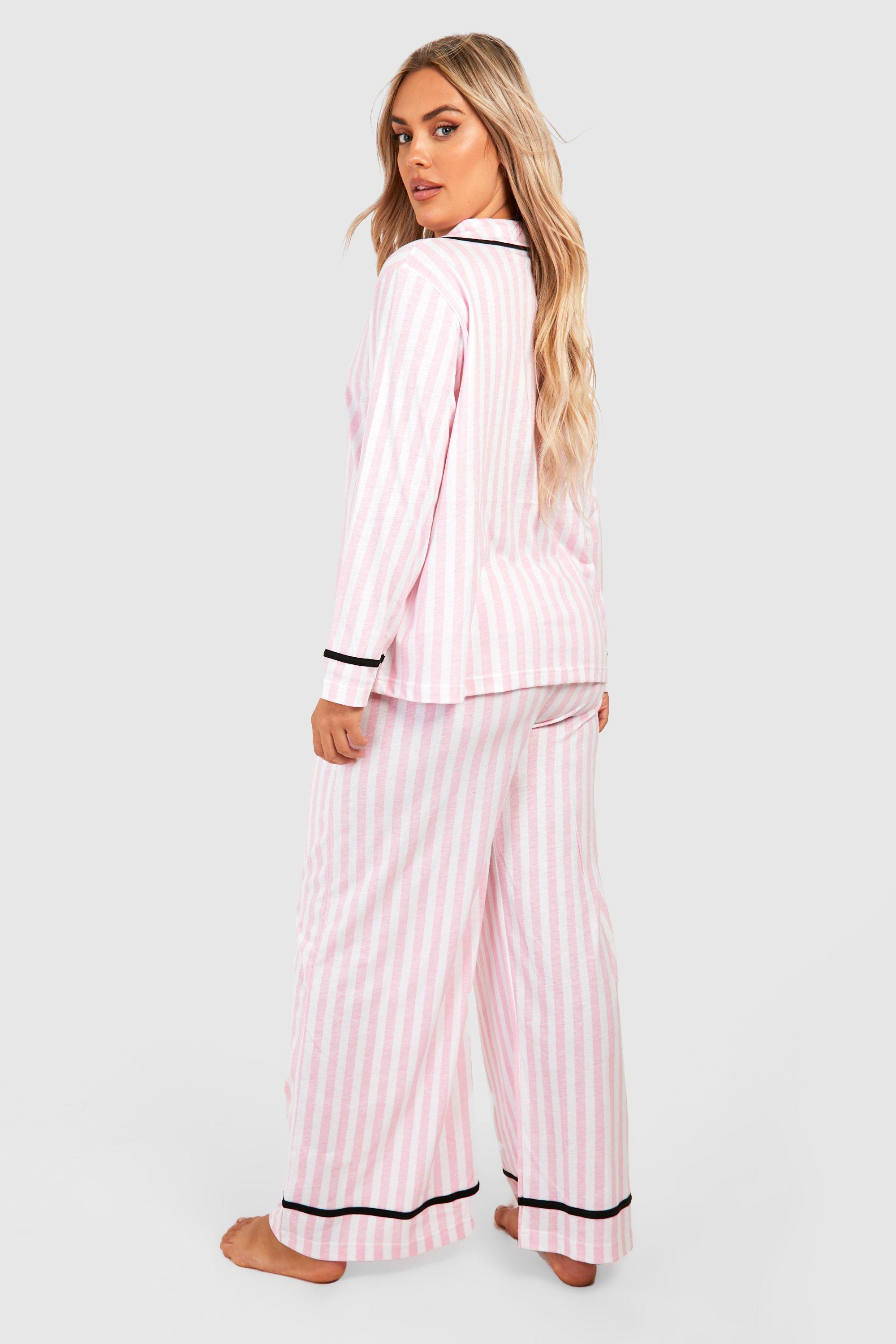 Boohoo pink stripe discount pjs