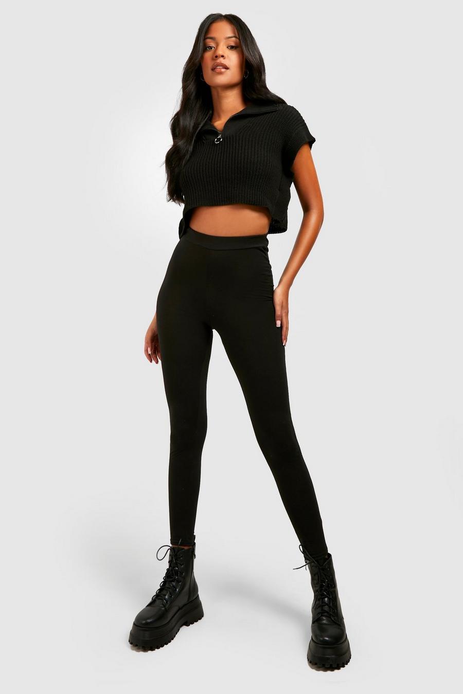 Black Tall Basic Leggings Met Oneven Taille image number 1