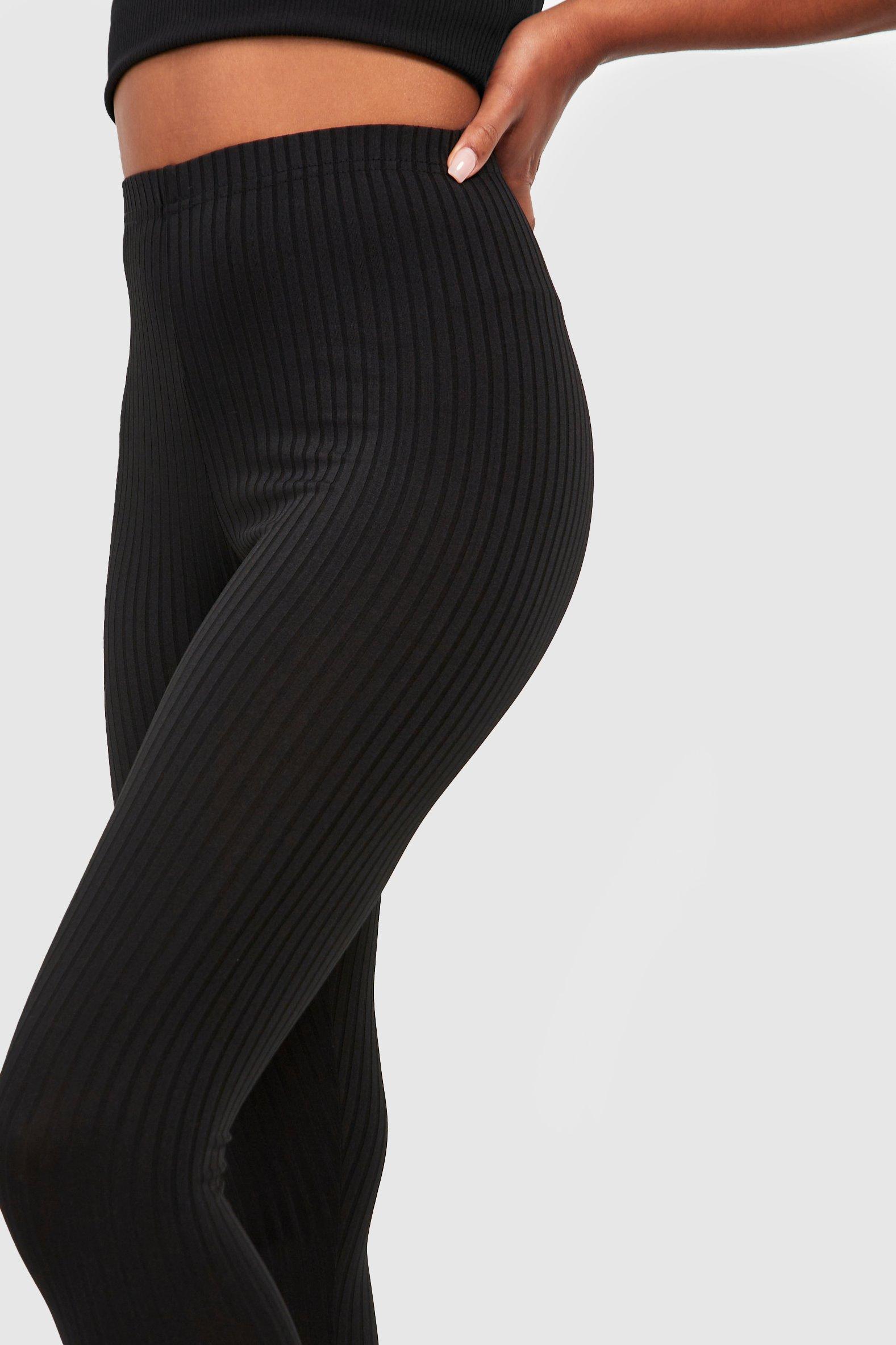 Tall Thick Ribbed Mid Rise Basic Leggings