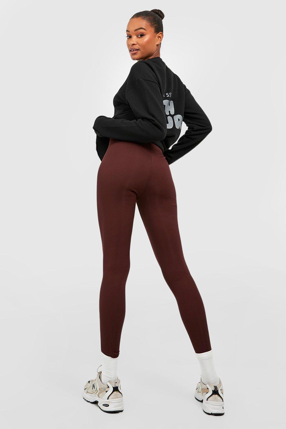 Tall Thick Ribbed Mid Rise Basic Leggings