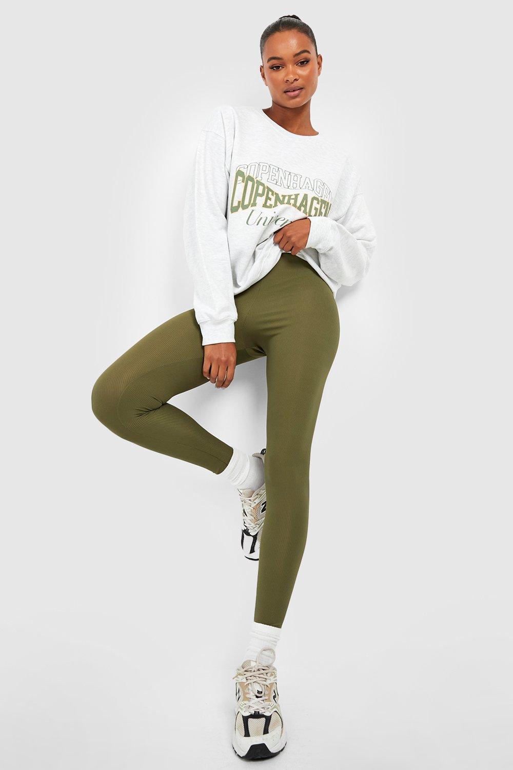 Tall Thick Ribbed Mid Rise Basic Leggings