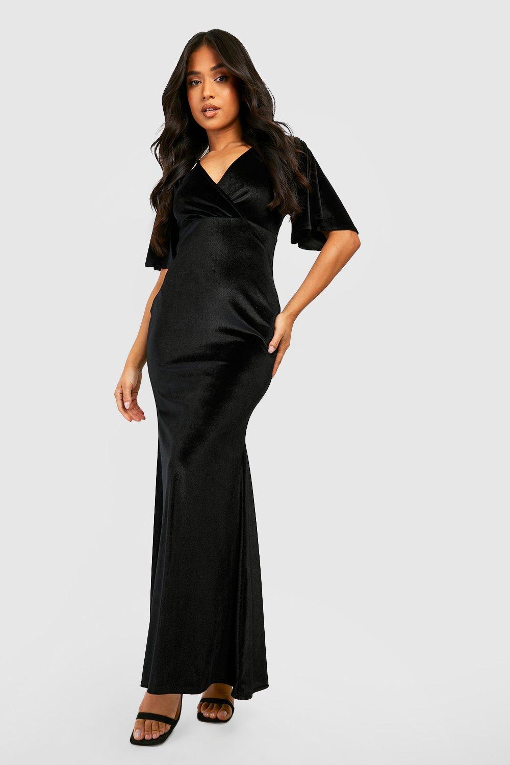 Petite black 2024 velvet dress