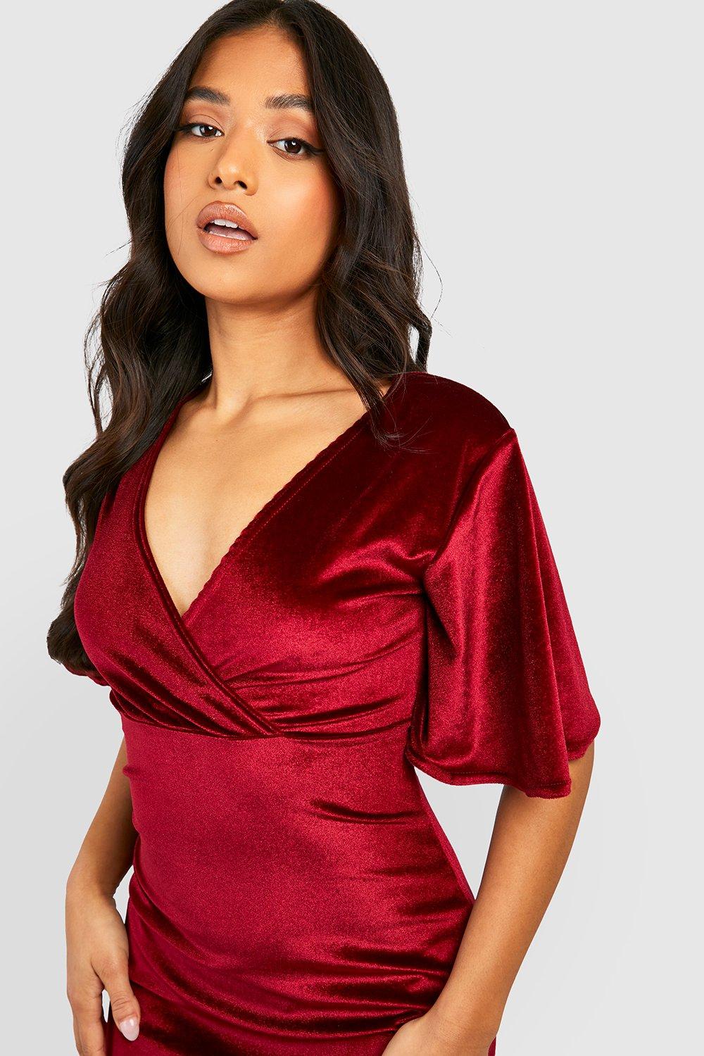 Petite red velvet dress hotsell