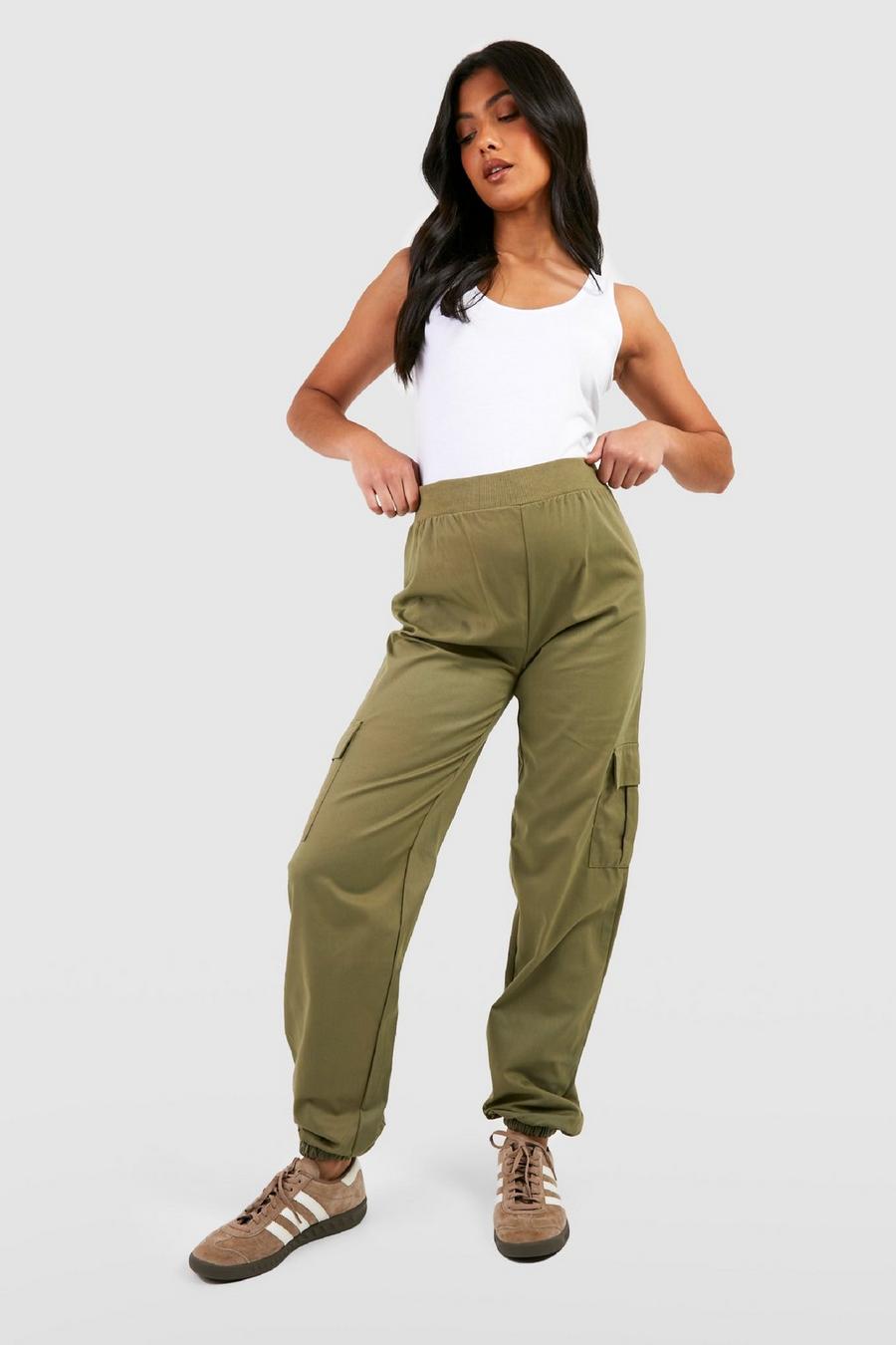 Olive green Maternity High Waisted Cargo Pocket Joggers