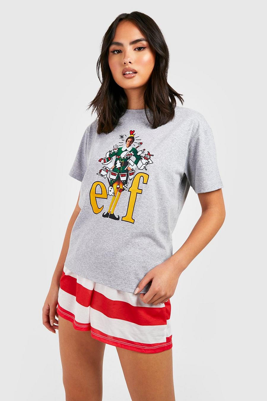 White Elf Kerst Pyjama Set Met T-Shirt Met Print En Shorts image number 1