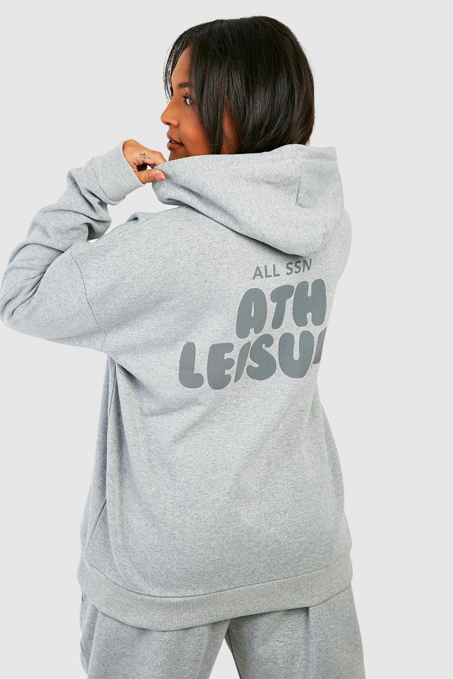 Ash grey Plus Ath-Leisure Puff Print Hooded Tracksuit image number 1