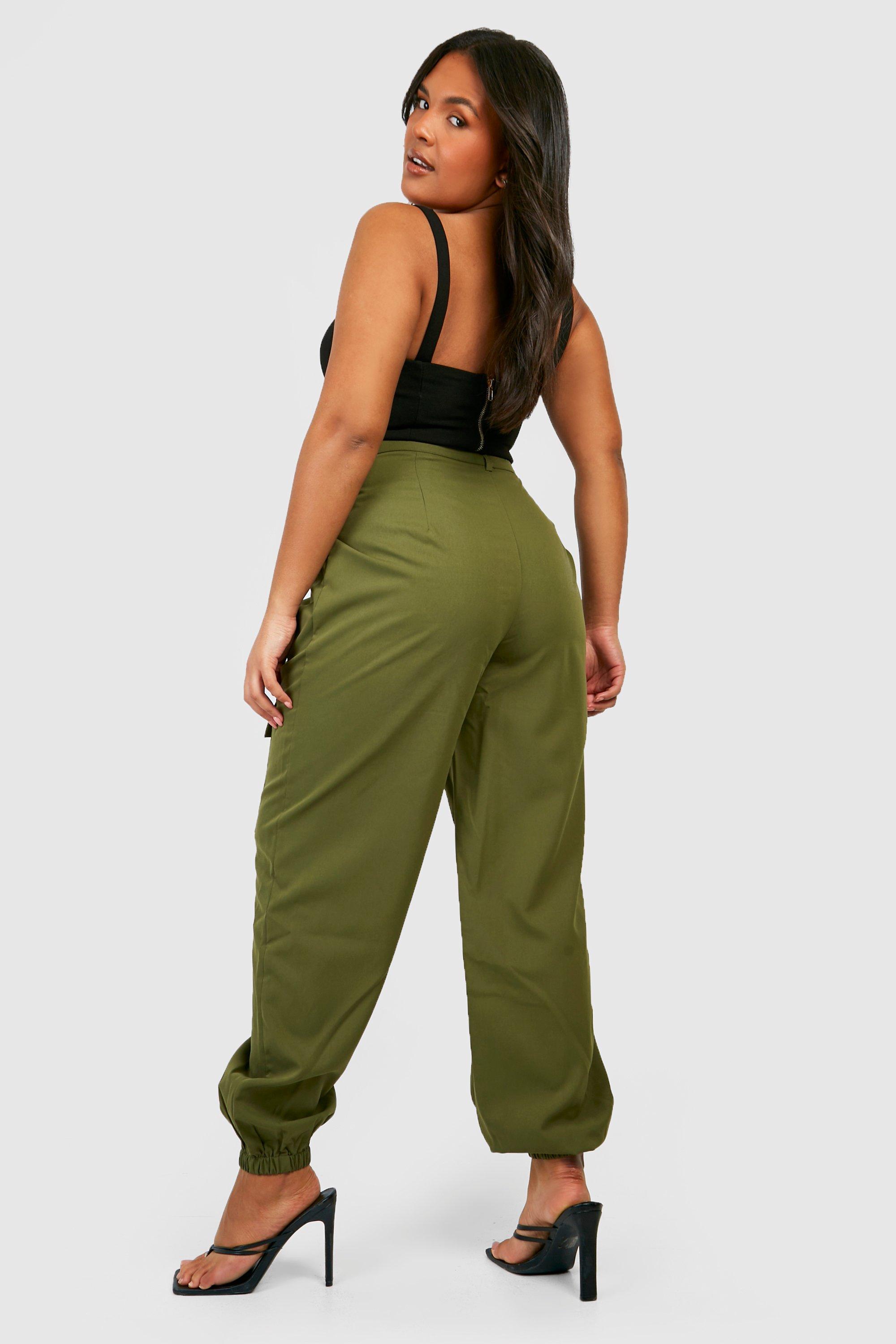 Women's plus size on sale olive green cargo pants