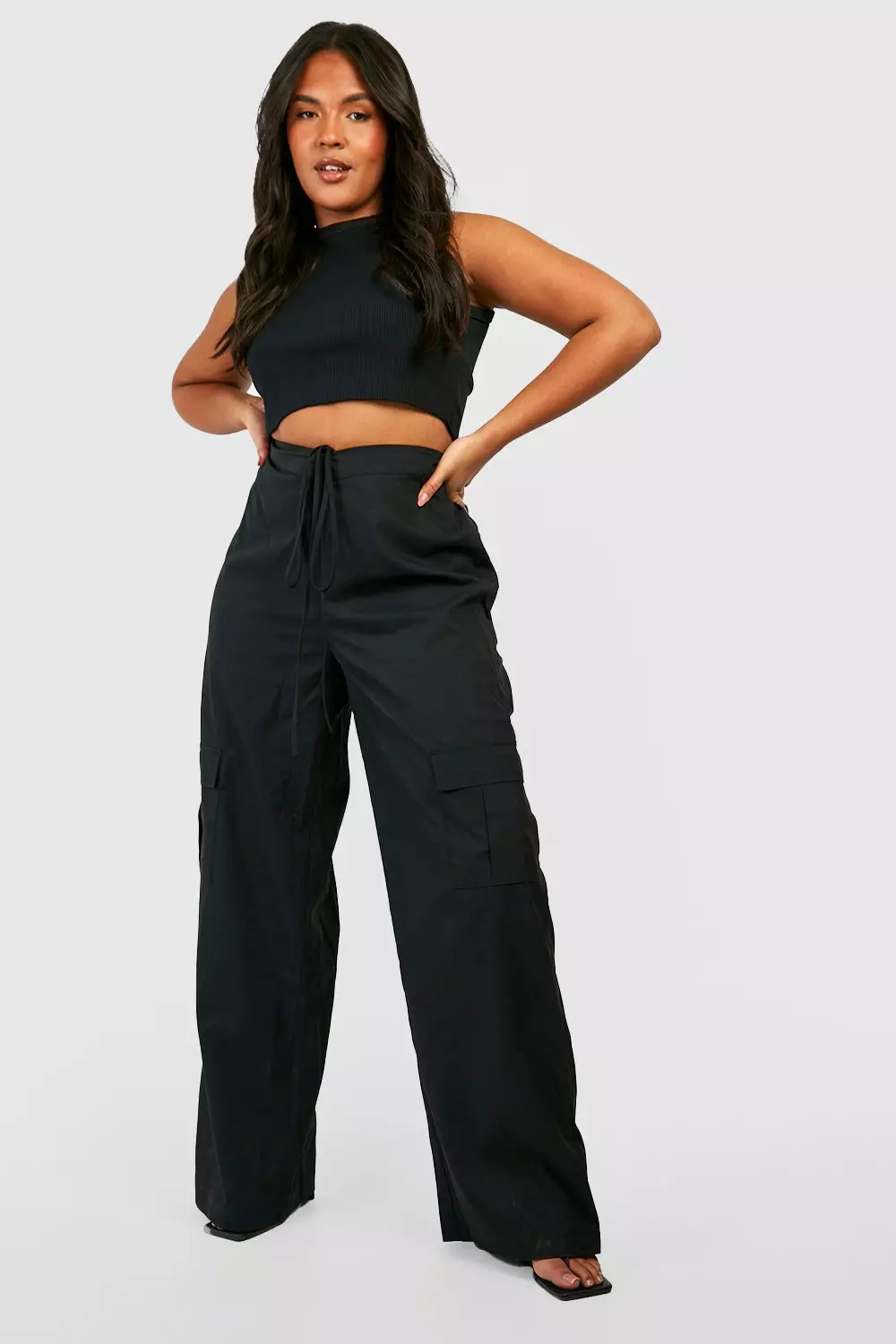 Tall Cuffed Hem Mid Rise Cargo Pants