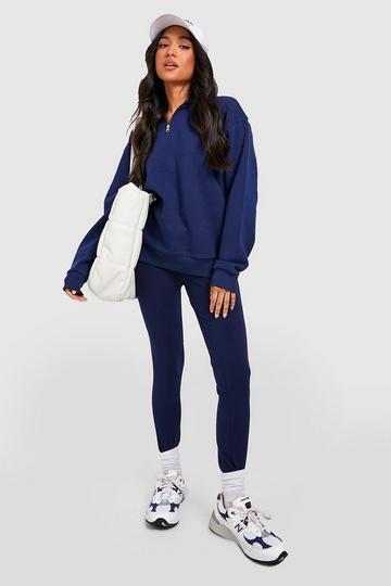 Petite Trui Met Korte Rits En Leggings Set navy