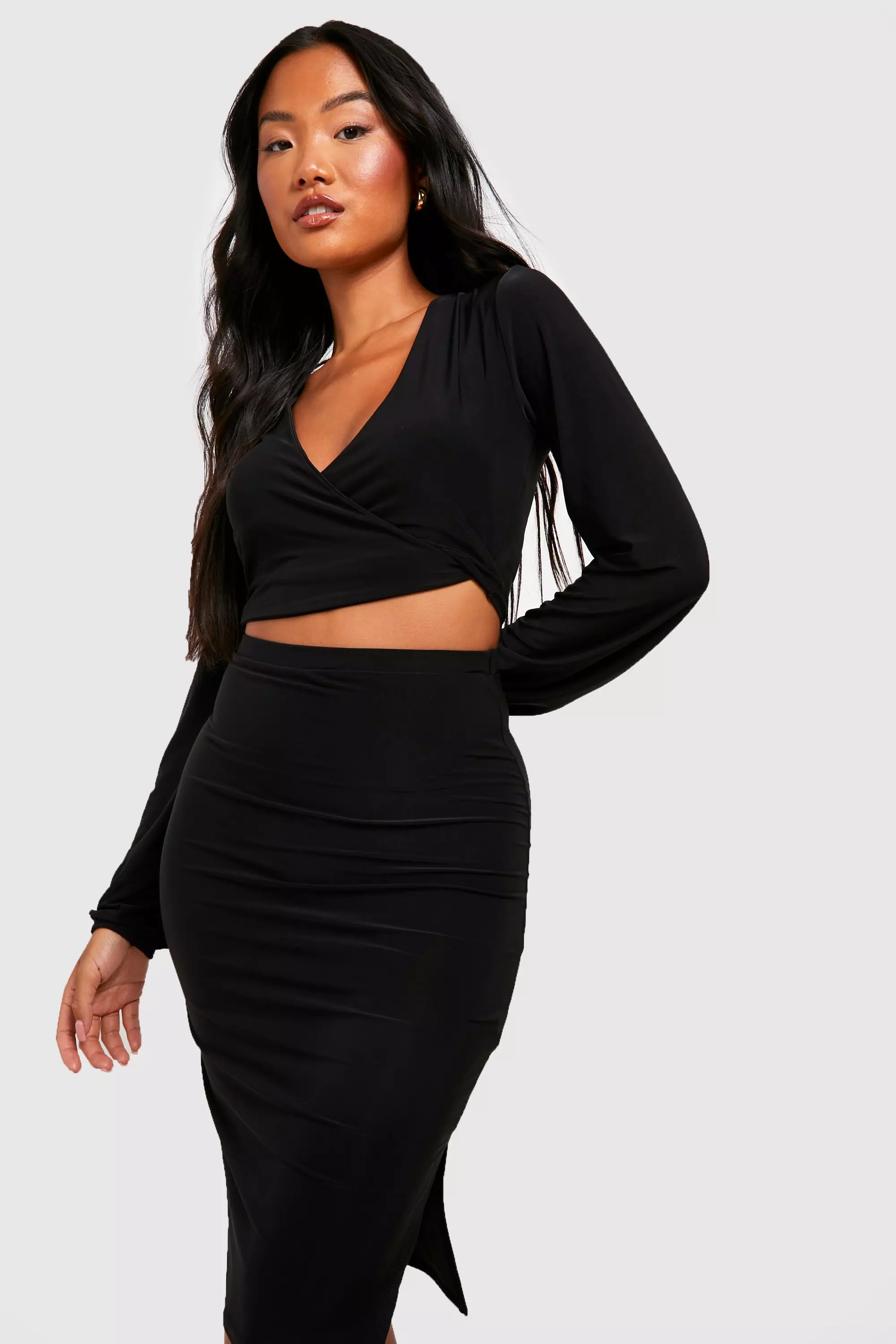 Petite Slinky Midi Skirt Co ord