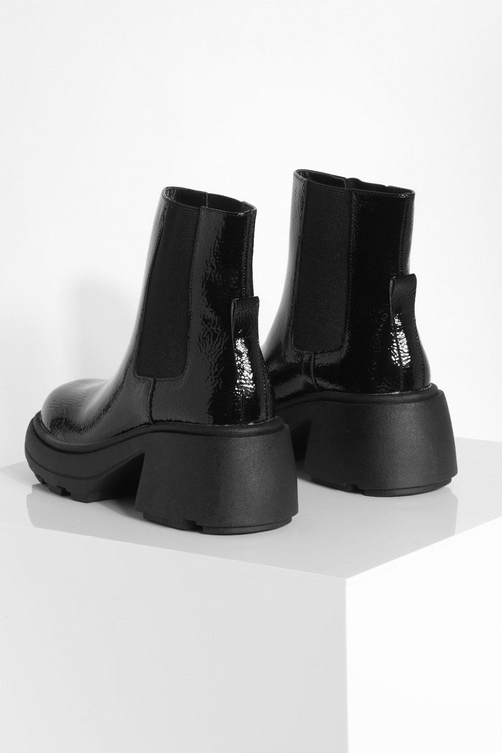 Patent chunky best sale chelsea boots