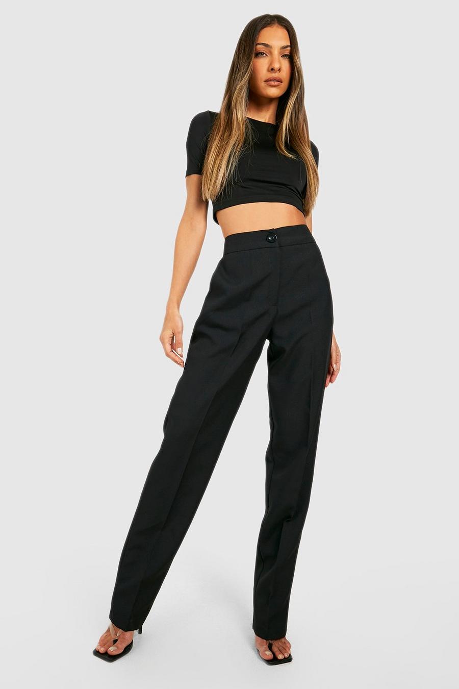 Black Pleat Front Tapered Tailored Trousers 