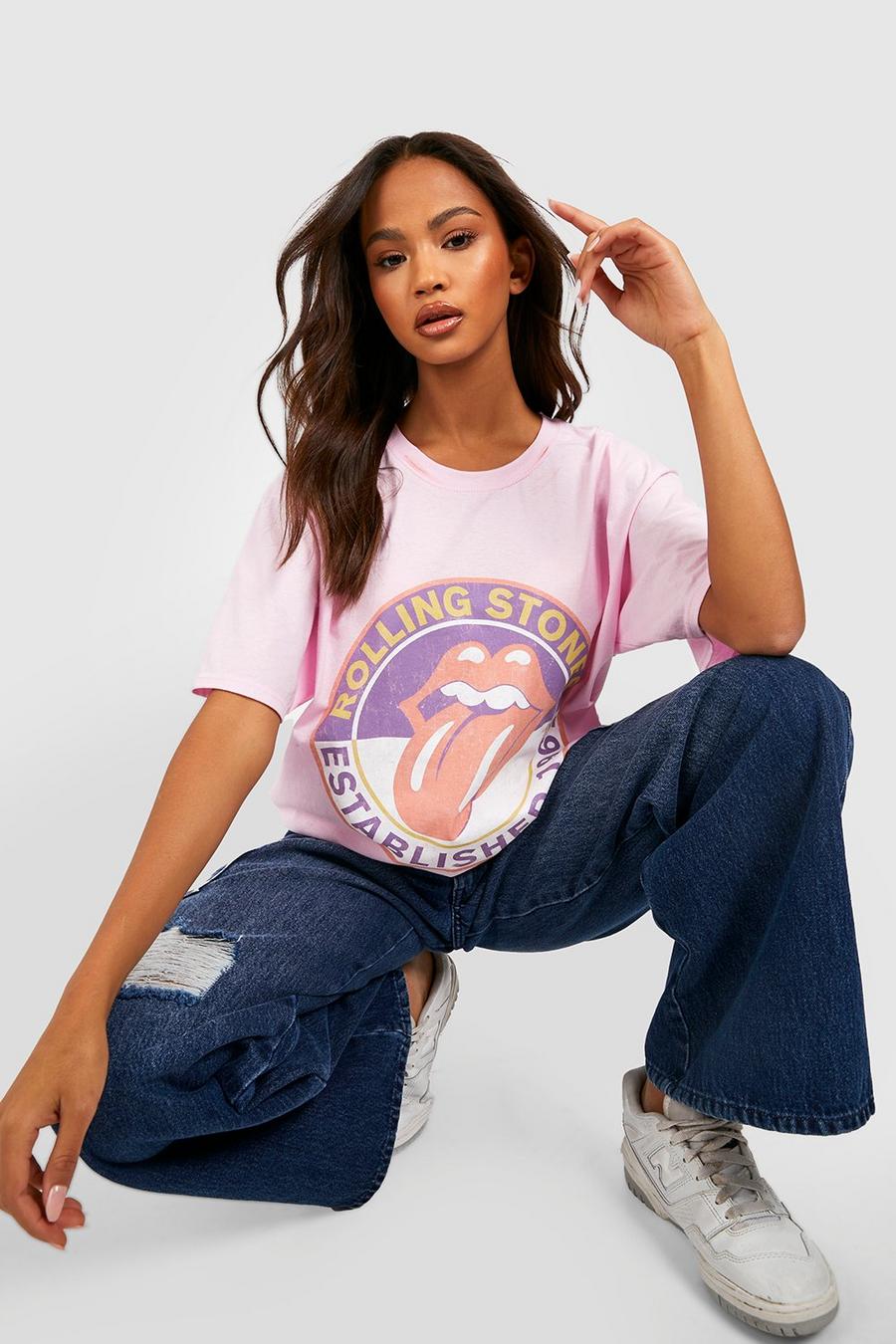 T-shirt oversize à imprimé Rolling Stones, Light pink image number 1