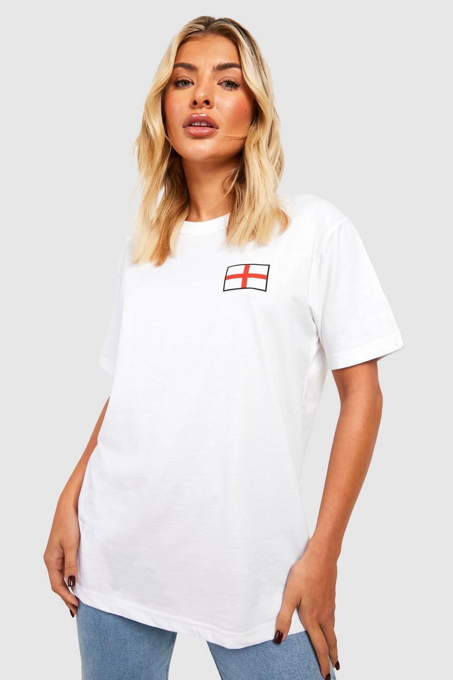 White blanc Oversized Engelse Vlag T-Shirt Met Borstopdruk image number 1
