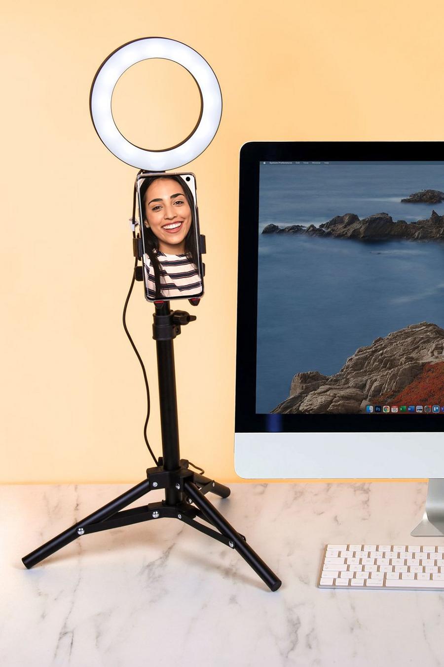 White Selfie Ring Light Vlogging Stand
