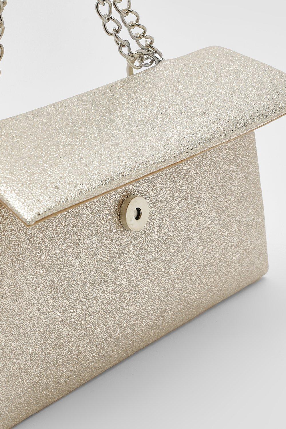 Chain Strap Metallic Clutch Bag boohoo IE