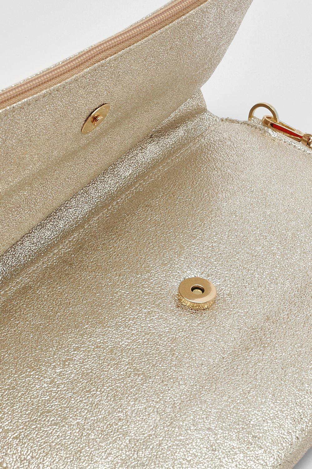 Metallic Folded Basic Clutch Bag boohoo