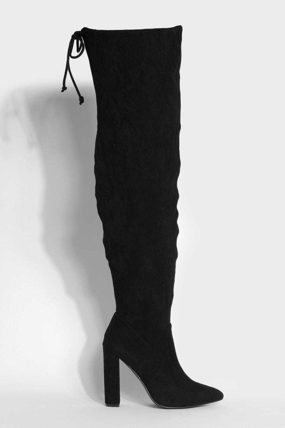 wide calf over the knee suede boots