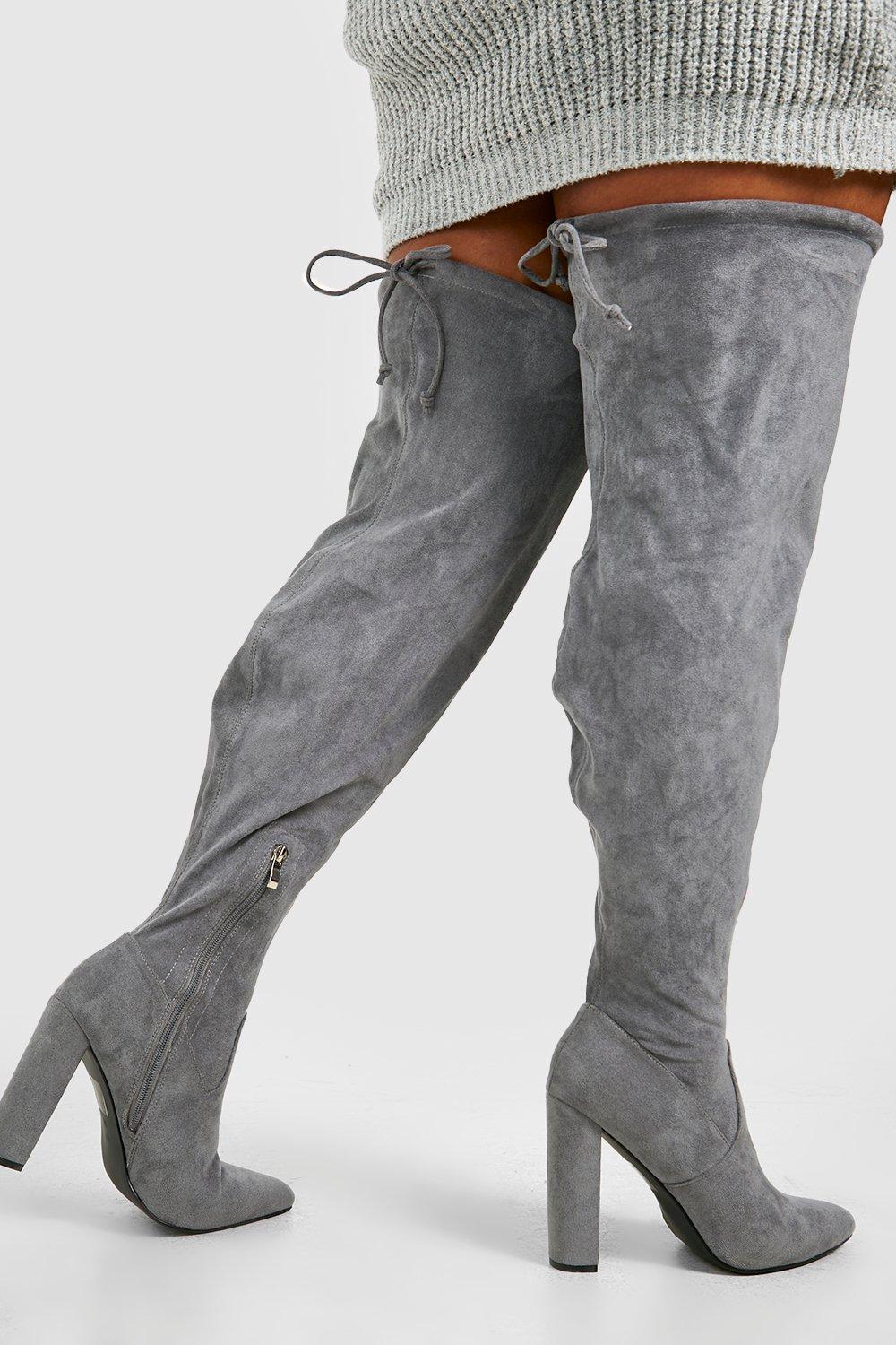 Grey wide shop calf boots