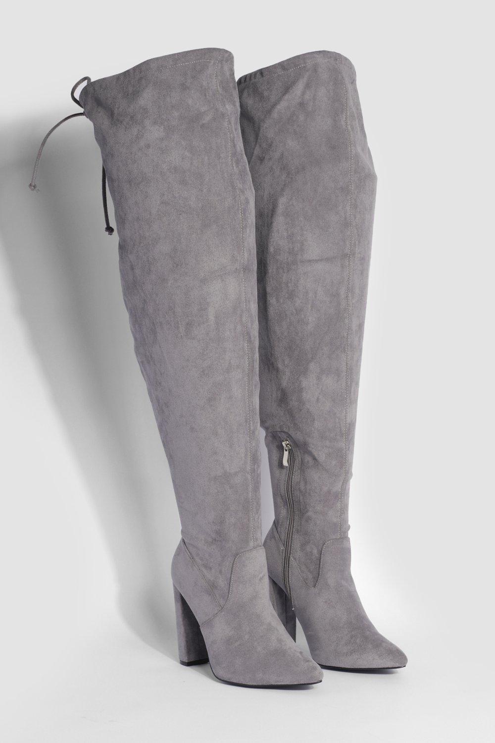 Gray wide 2025 calf boots