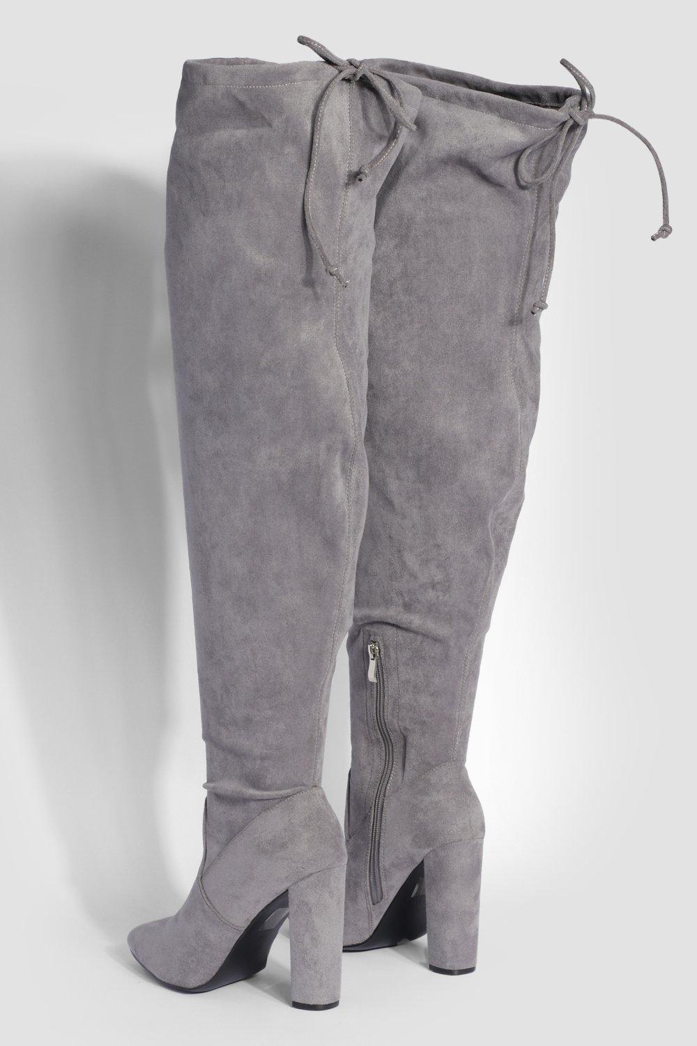 Dark grey over knee on sale boots