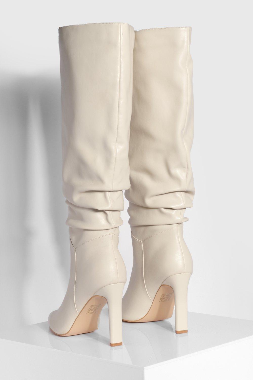 Wide Calf Ruched Detail Knee High Boots