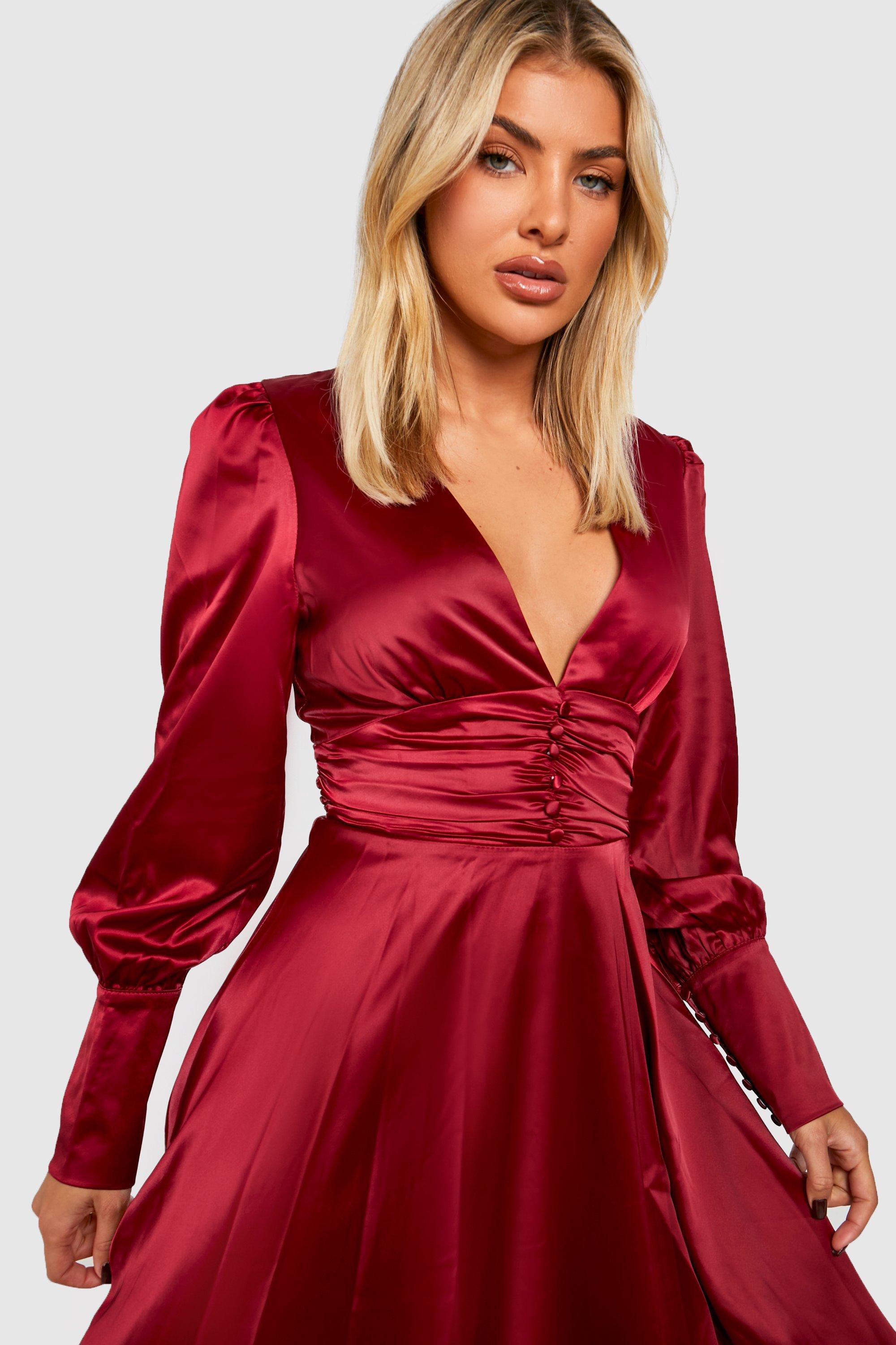 Boohoo wine clearance dress