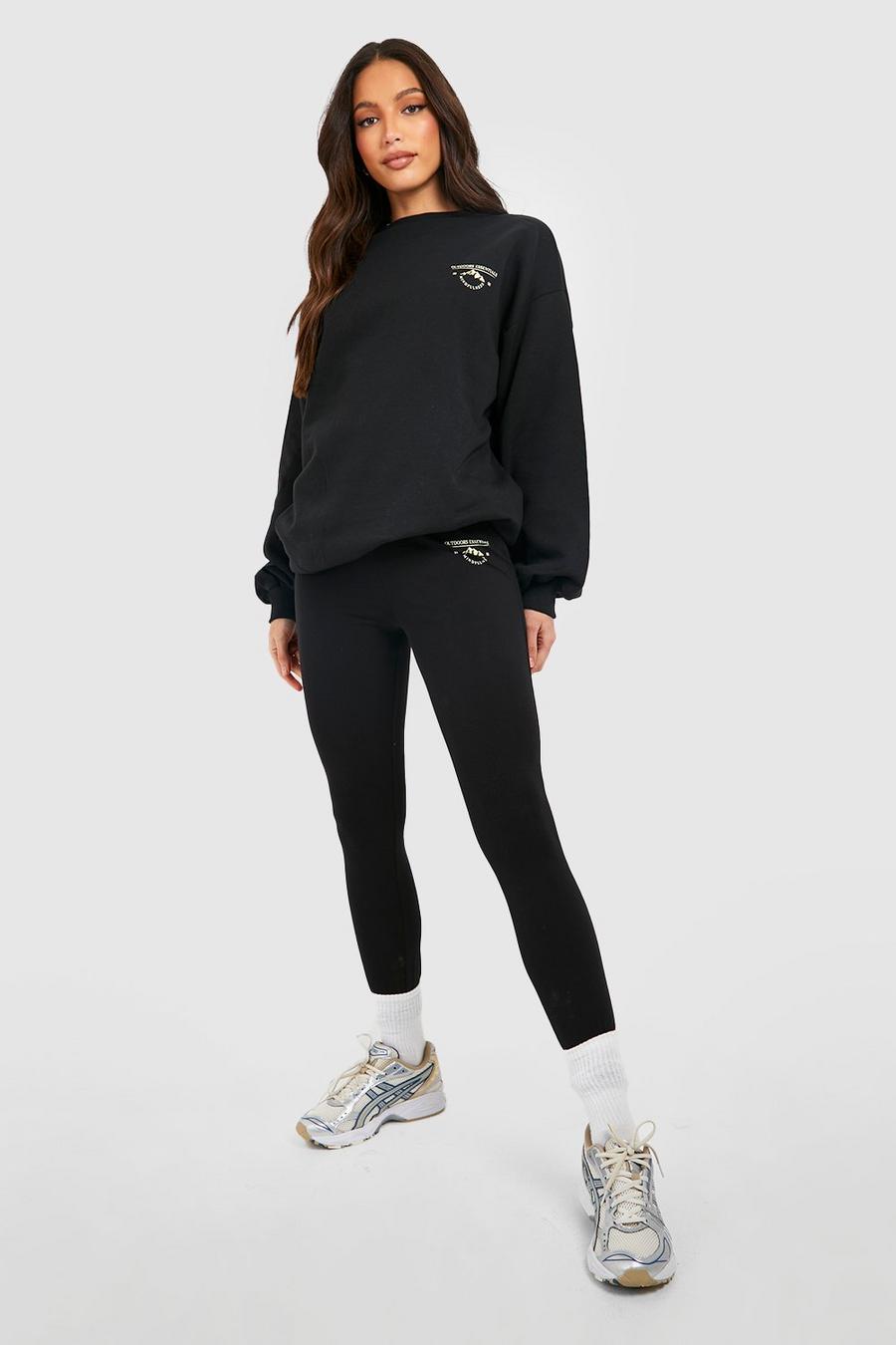 Black Tall Oversized Sweatshirt And Legging Set image number 1