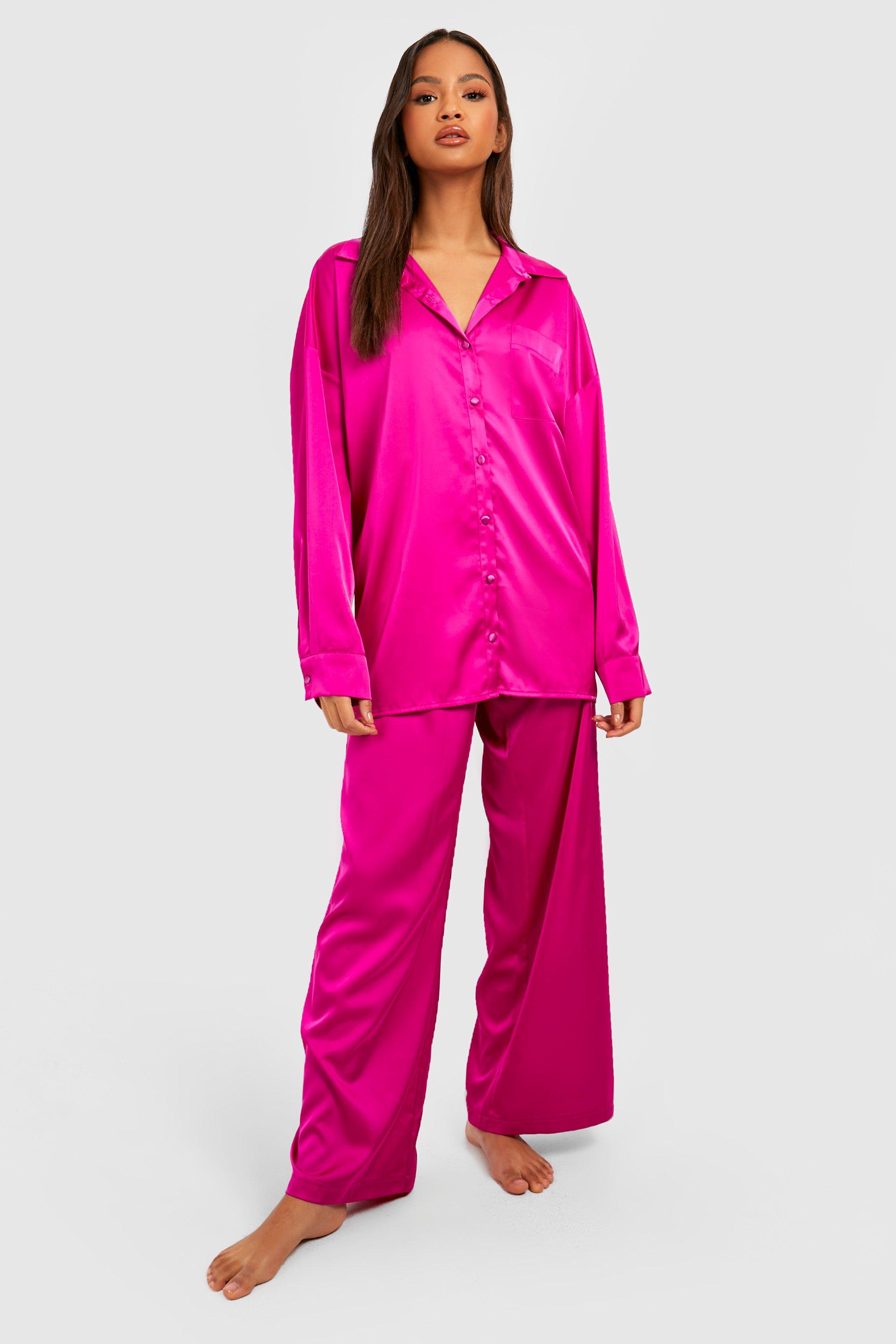 Women's Oversized Satin Pyjama Shirt & Trouser Set