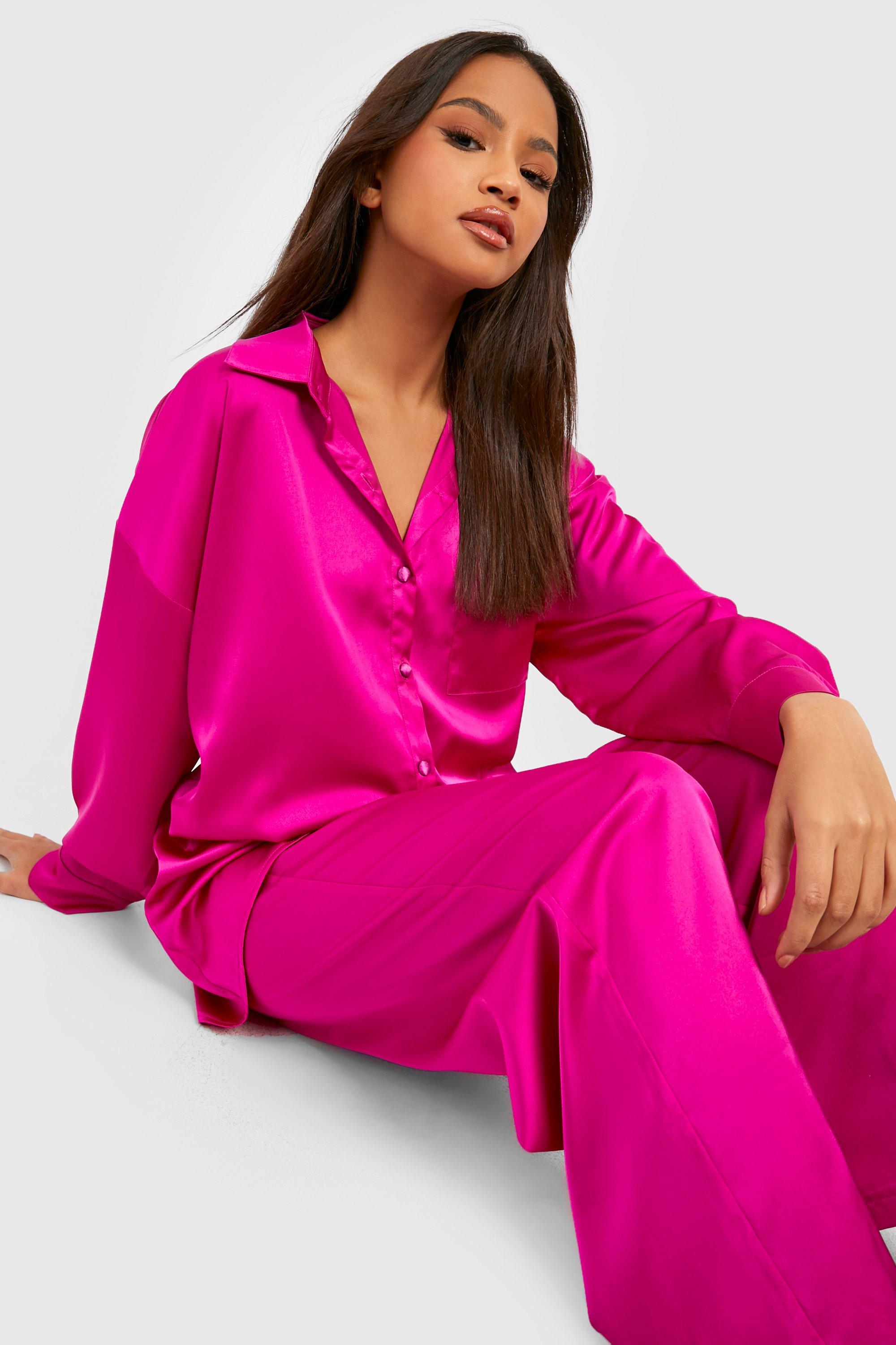 Oversized Satin Pyjama Shirt Trouser Set