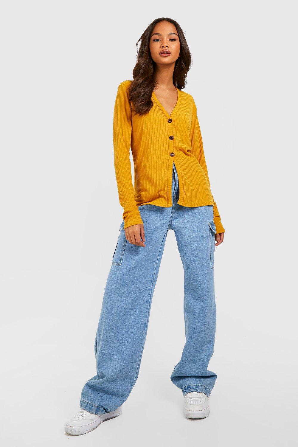 Boohoo mustard cardigan hotsell